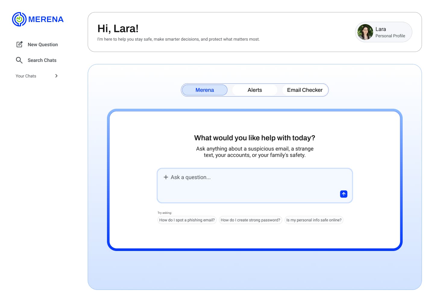 Screenshot of the MERENA web application interface.